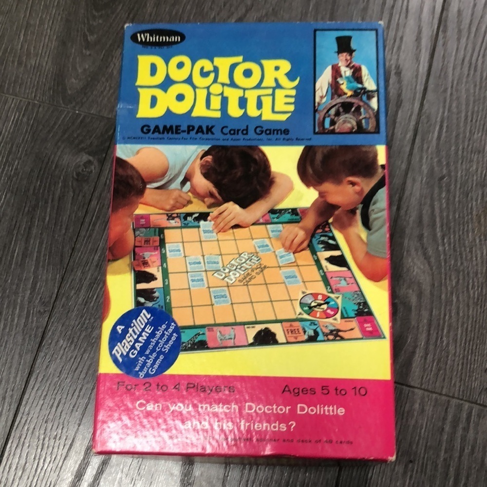 Vtg 1967 Complete Doctor Dolittle Whitman Game-Pak Card Game #4851 Dr. Dolittle